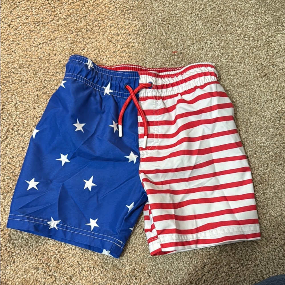 Cat & Jack Red and White Swim Shorts Size 4T